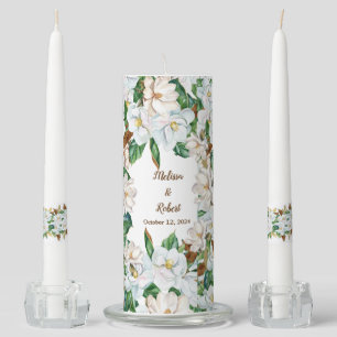 Elegant Magnolia Wedding Unity Candle Set