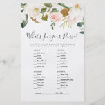 Elegant Magnolia What's In Your Purse Game Flyer<br><div class="desc">This elegant magnolia what's in your purse game is perfect for a modern classy wedding shower. The soft floral design features watercolor blush pink peonies, stunning white magnolia flowers and cotton with gold and green leaves in a luxurious arrangement. Personalize the back of the card with the name of the...</div>