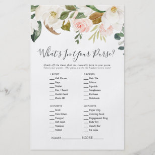 Elegant Magnolia What's In Your Purse Game Flyer