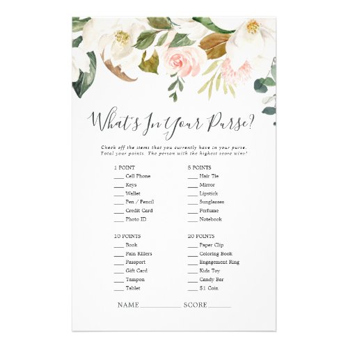 Elegant Magnolia Whats In Your Purse Game Flyer