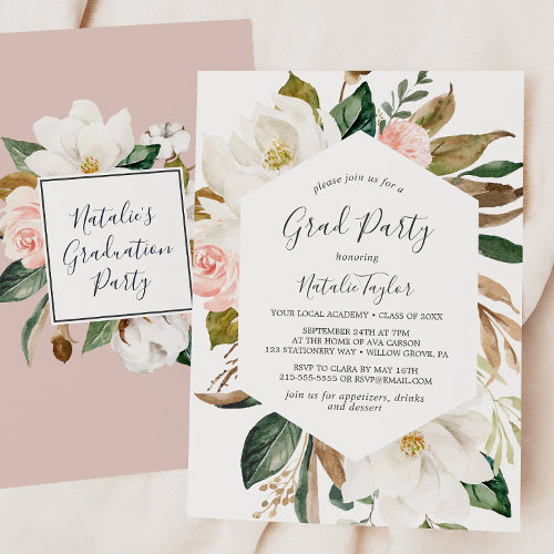 Elegant Magnolia White and Blush Graduation Party