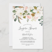 Elegant Magnolia | White and Blush Lingerie Shower Invitation (Front)