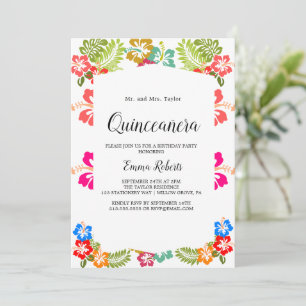 Elegant Magnolia White and Blush Quinceañera Invitation