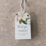 Elegant Magnolia | White and Blush Thank You Favor Gift Tags<br><div class="desc">These elegant magnolia white and blush thank you favor gift tags are perfect for a modern classy wedding. The soft floral design features watercolor blush pink peonies, stunning white magnolia flowers and cotton with gold and green leaves in a luxurious arrangement. Personalize the labels with your names and the date....</div>