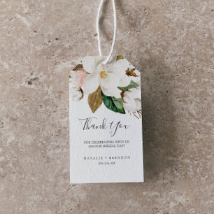 Elegant Magnolia   White and Blush Thank You Favor Gift Tags