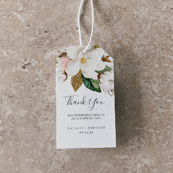 Elegant Magnolia | White And Blush Thank You Favor Gift Tags by FreshAndYummy at Zazzle