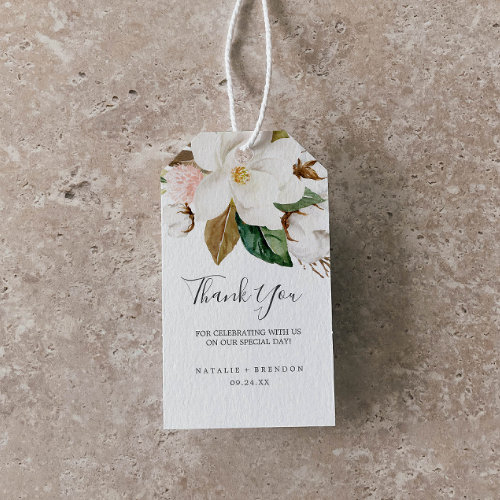 Elegant Magnolia | White and Blush Thank You Favor Gift Tags