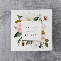 Elegant Magnolia | White and Blush Wedding Napkins
