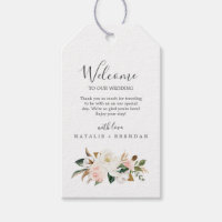 Elegant Magnolia | White and Blush Wedding Welcome Gift Tags