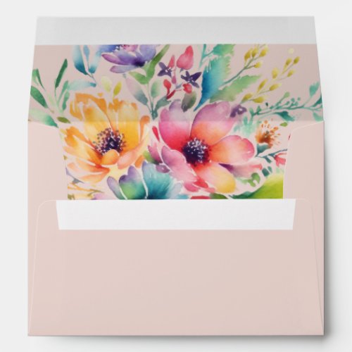 Elegant Magnolia White  Blush  Wedding Envelope