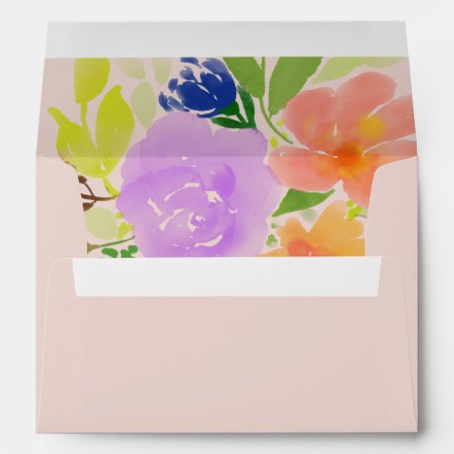 Elegant Magnolia White  Blush  Wedding Envelope