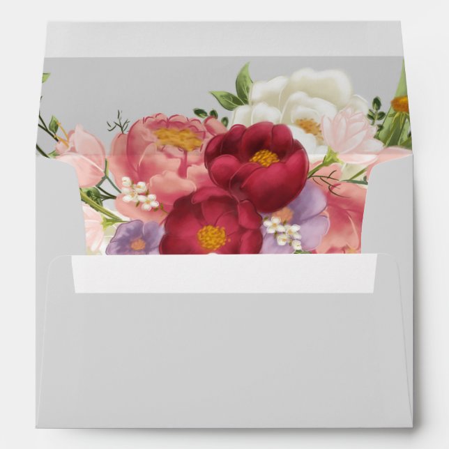 Elegant Magnolia White & Blush  Wedding Envelope (Back (Bottom))