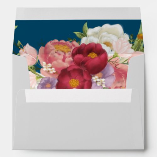 Elegant Magnolia White  Blush  Wedding Envelope