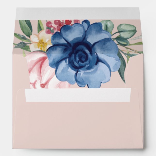 Elegant Magnolia White & Blush  Wedding Envelope (Back (Bottom))