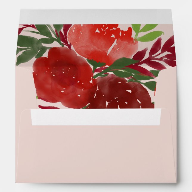 Elegant Magnolia White & Blush  Wedding Envelope (Back (Bottom))