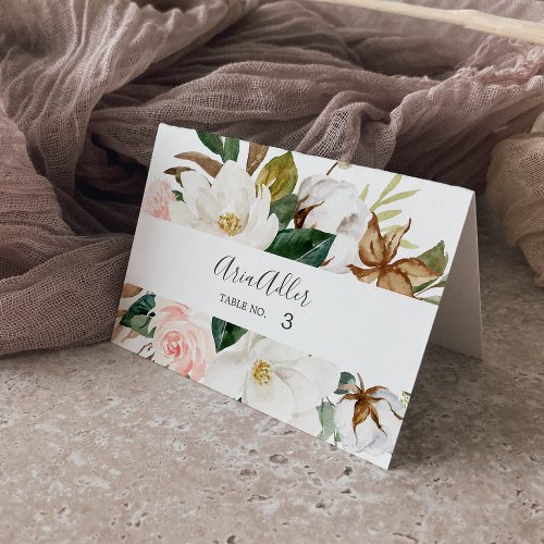 Elegant Magnolia White  Blush Wedding Place Cards