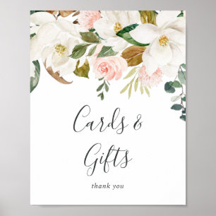 Elegant Magnolia White Cards and Gifts Sign