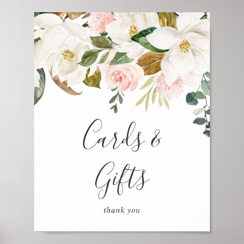 Elegant Magnolia  White Cards and Gifts Sign