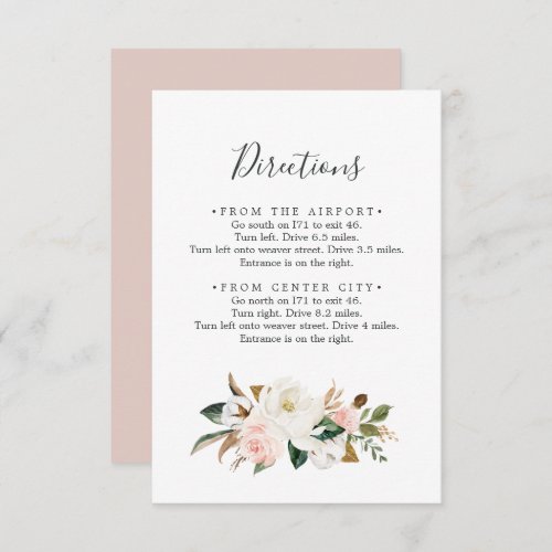 Elegant Magnolia  White Directions Enclosure Card