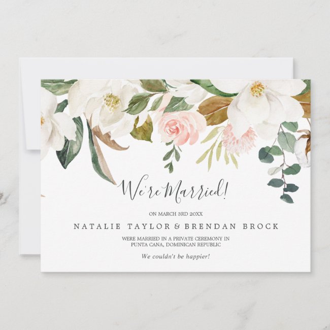 Elegant Magnolia | White Elopement Announcement