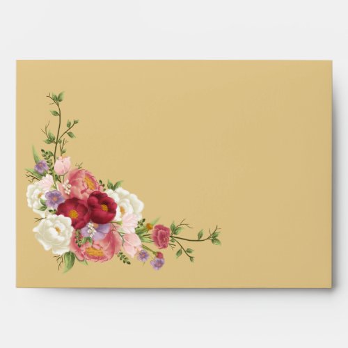 Elegant Magnolia White  Mustard Yellow  Wedding Envelope