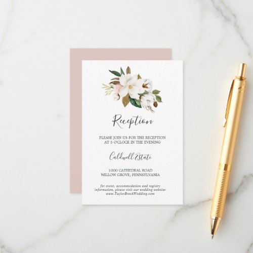 Elegant Magnolia  White Reception Insert Card