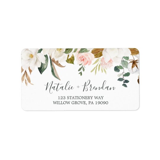 Elegant Magnolia White RSVP Address Labels