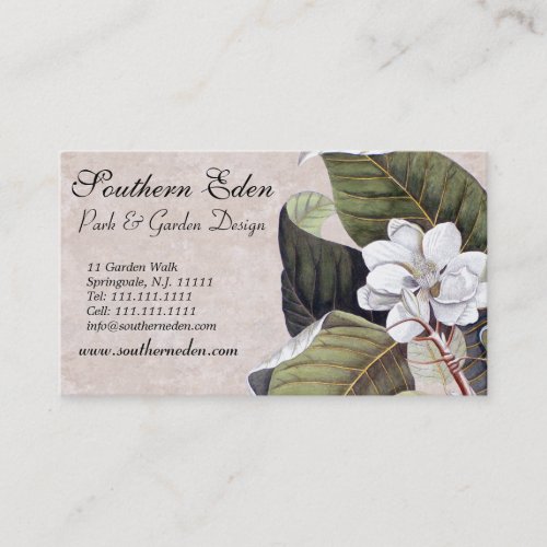 Elegant Magnolia with Vintage Textures Background Business Card