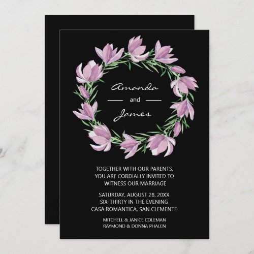 Elegant Magnolia Wreath Wedding Invitation