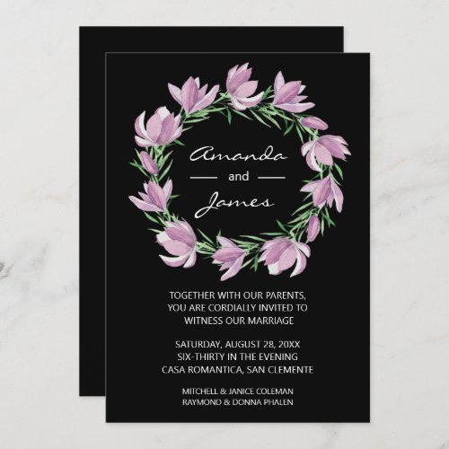 Elegant Magnolia Wreath Wedding Invitations