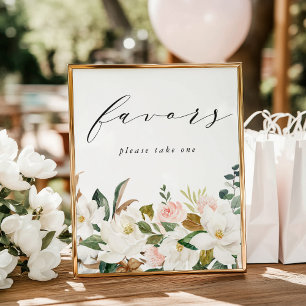 Elegant Magnolias Baby Shower Favors Sign