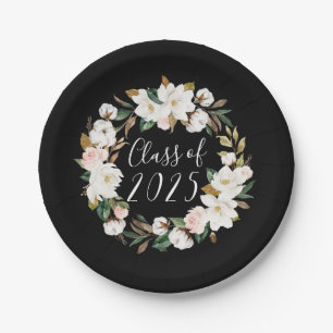 Elegant Magnolias Class of 2024 Graduation Paper Plates