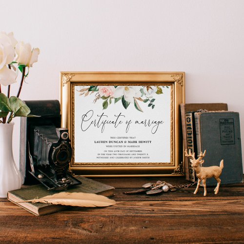 Elegant Magnolias  Cotton Certificate Of Marriage Poster