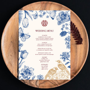 Elegant Magpie Chinese Wedding Table Menu Card