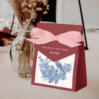 Elegant Magpie Floral Double Xi Chinese Wedding Favor Boxes