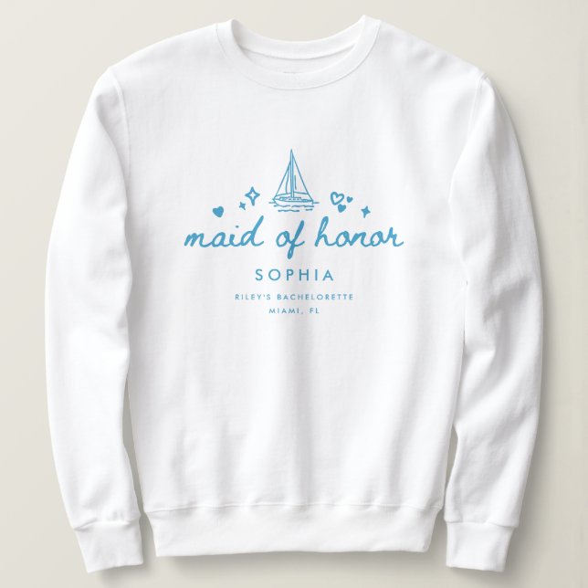 Elegant Maid of Honor Script Bachelorette Wedding Sweatshirt (Design Front)