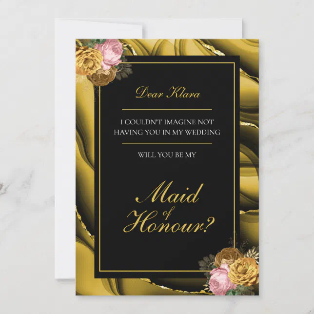 Elegant Maid Of Honour Wedding Proposal Invitation Zazzle