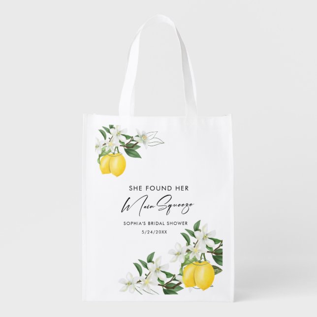 Elegant Main Squeeze Bridal Shower Favors  Grocery Bag (Front)