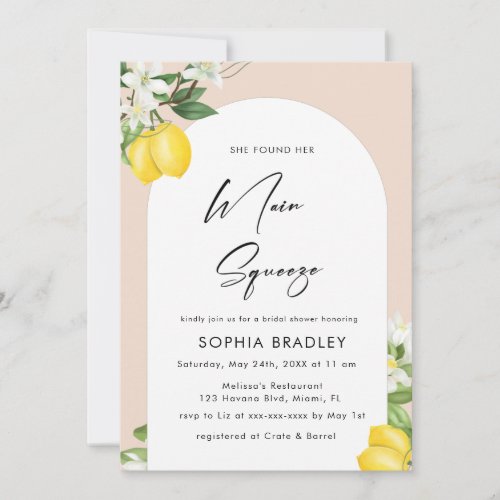 Elegant Main Squeeze Bridal Shower Invitation