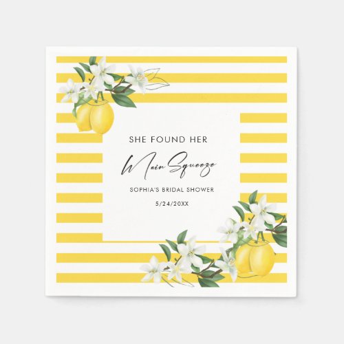 Elegant Main Squeeze Bridal Shower Napkins