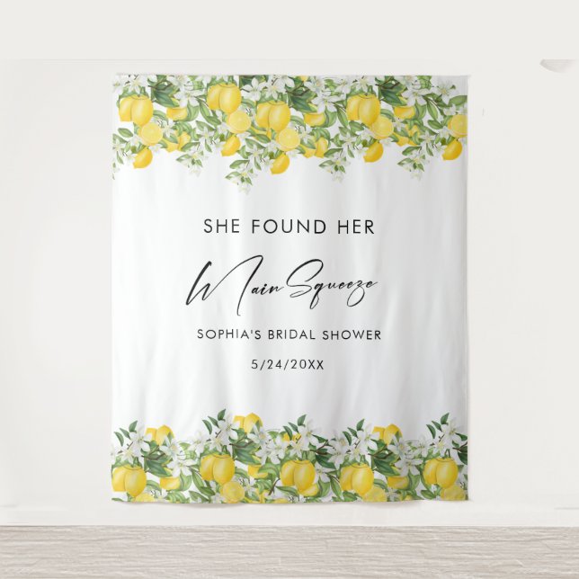 Elegant Main Squeeze Bridal Shower Photo Backdrop (Front)