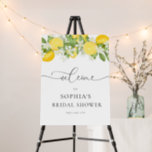 Elegant Main Squeeze Bridal Shower Welcome Sign<br><div class="desc">She found her Main Squeeze! This elegant collection of Bridal Shower stationary features a watercolor lemon and white floral design. It is accented by a modern script. Modern lemons and whimsical yellow are sure to wow the bride!</div>