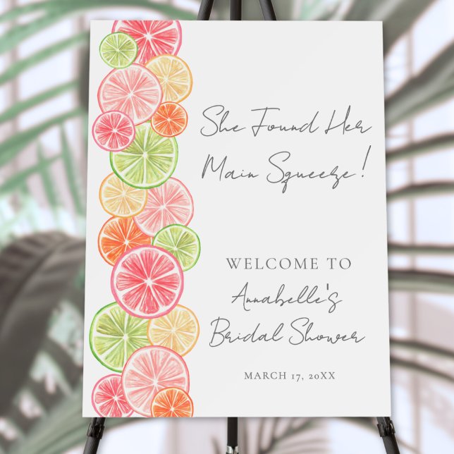 Elegant Main Squeeze Citrus Bridal Shower Welcome Foam Board (Elegant Main Squeeze Citrus Bridal Shower Welcome Foam Board)