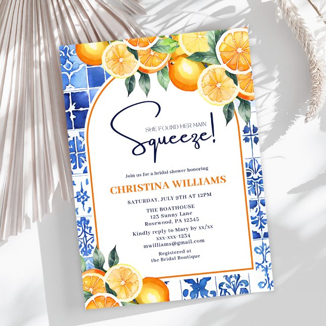 Elegant Main Squeeze Citrus Summer Bridal Shower Invitation (Creator Uploaded)