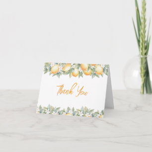 Elegant Main Squeeze Lemon Citrus Bridal Shower Letterpress Thank You Card