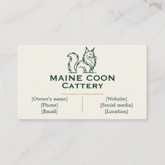 Elegant Maine Coon Cattery Customizable  Business Card