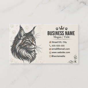 Elegant Maine Coon Cattery Personalized Business Card