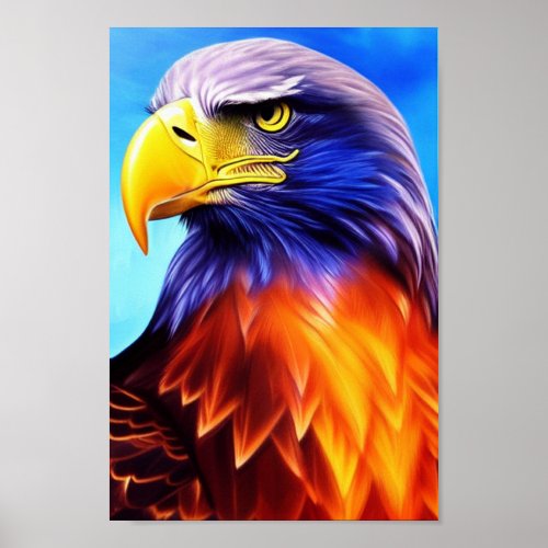 Elegant Majestic Eagle Rainbow Digital Art Poster