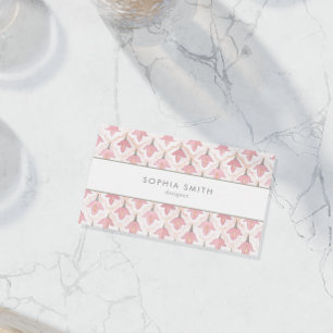 Elegant Majolica Watercolor Pink Floral Tile Business Card