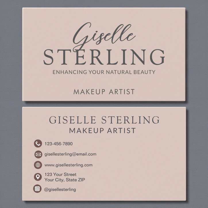 Elegant Makeup Artist Blush Pink Script Business Card